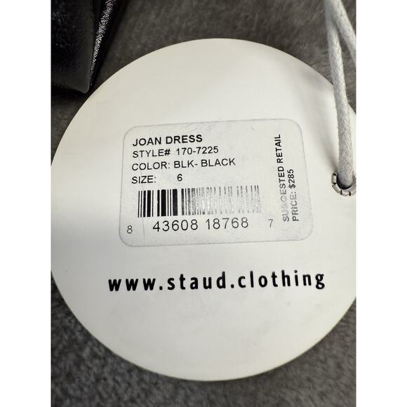 NWT Staud Joan Faux Patent Leather Mini Dress w/ Beaded Hem Yin Yang Sz 6 - Picture 10 of 10